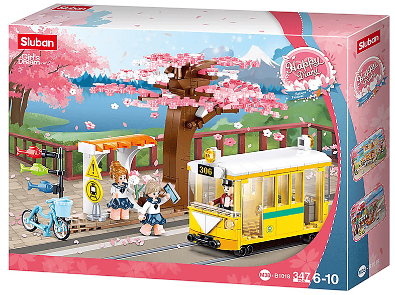 SLUBAN Japanische Straßenbahn Haltestelle (347 Teile) Klemmbausteine