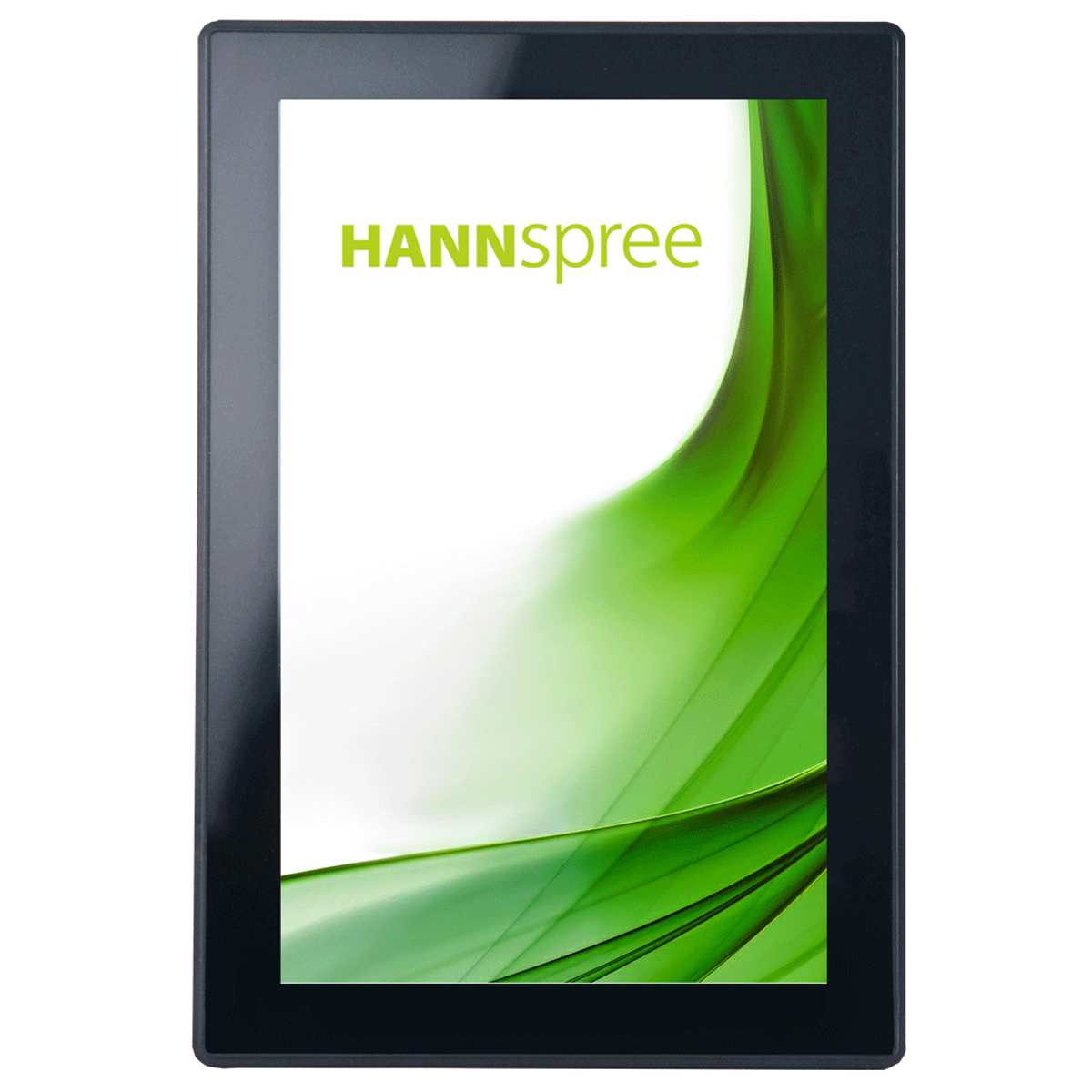Schwarzes Tablet mit dem Hannspree-Logo auf weißem Hintergrund.