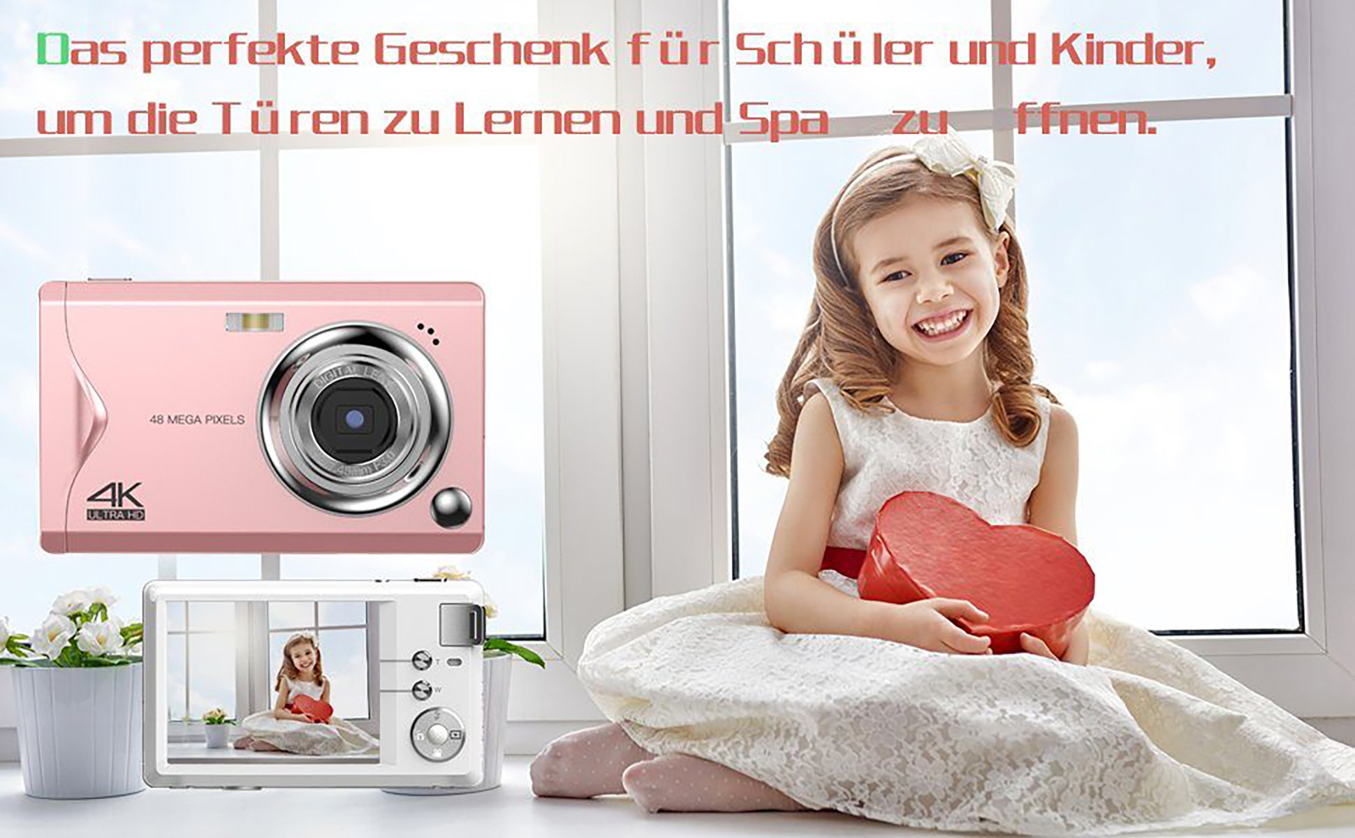 – LINGDA Fotoauflösung Kompaktkamera MP Rosa Digitalzoom 16-facher 48