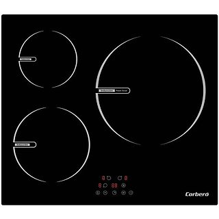 Placa de inducción - CORBERO CCIBR7203, 3 zonas, 59 cm, Negro