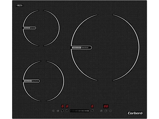 Placa de inducción - CORBERO CCIG9333, 3 zonas, 59 cm, Negro