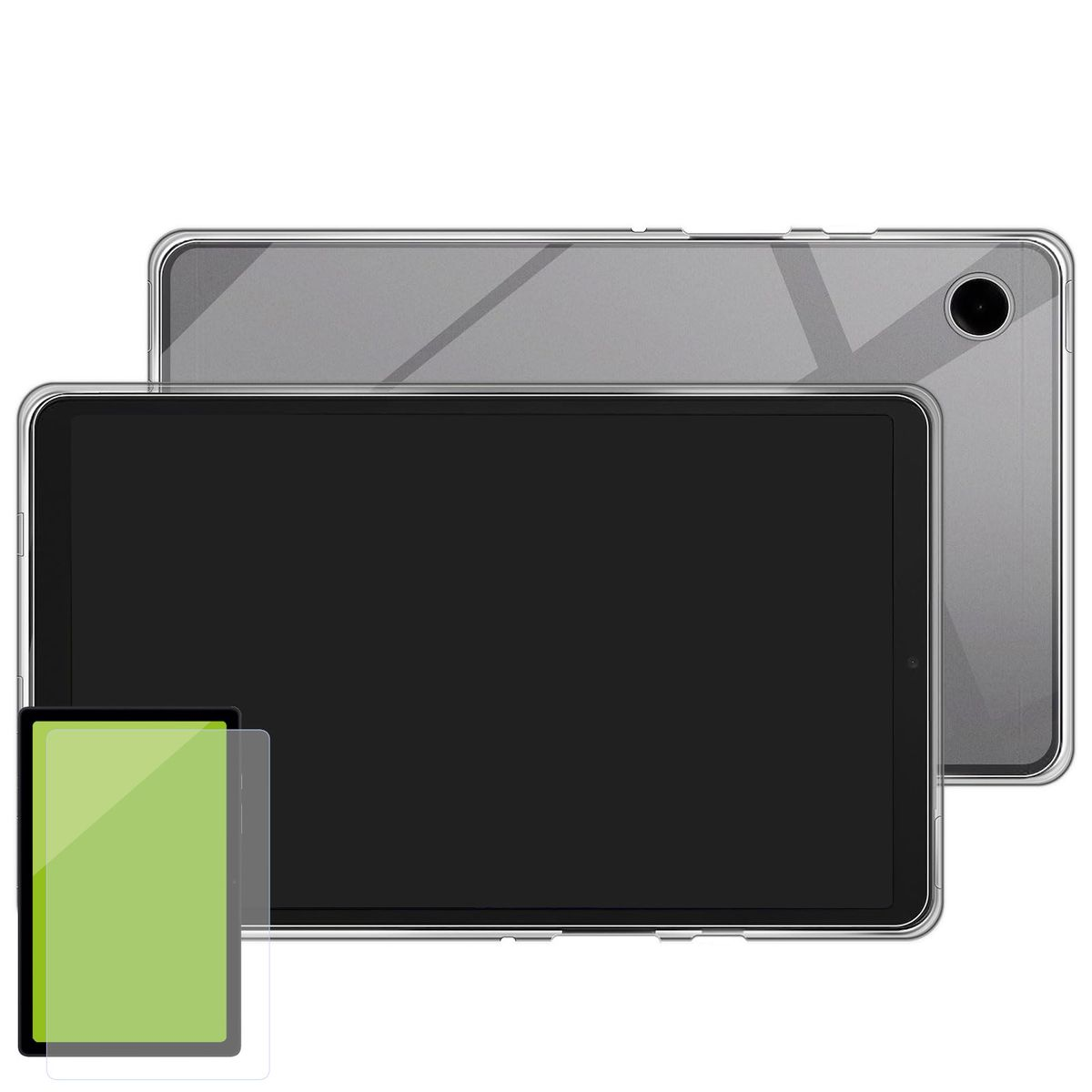 WIGENTO Produktset TPU für Kunststoff / dünn Backcover Samsung Transparent H9 Glas, Hart Panzer Tablethülle + / Silikon Glas Hülle