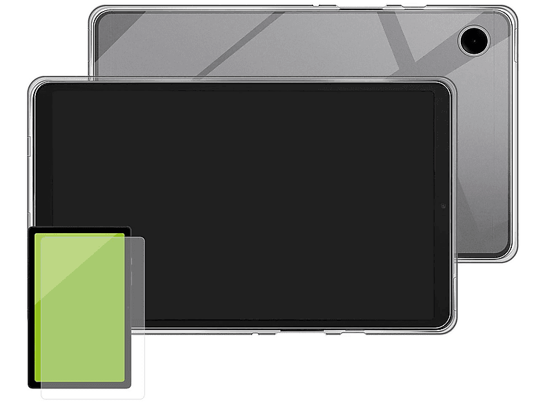 WIGENTO Produktset TPU Hülle dünn Tablethülle Hart / Kunststoff Panzer Glas Glas, H9 Samsung / + für Transparent Silikon Backcover