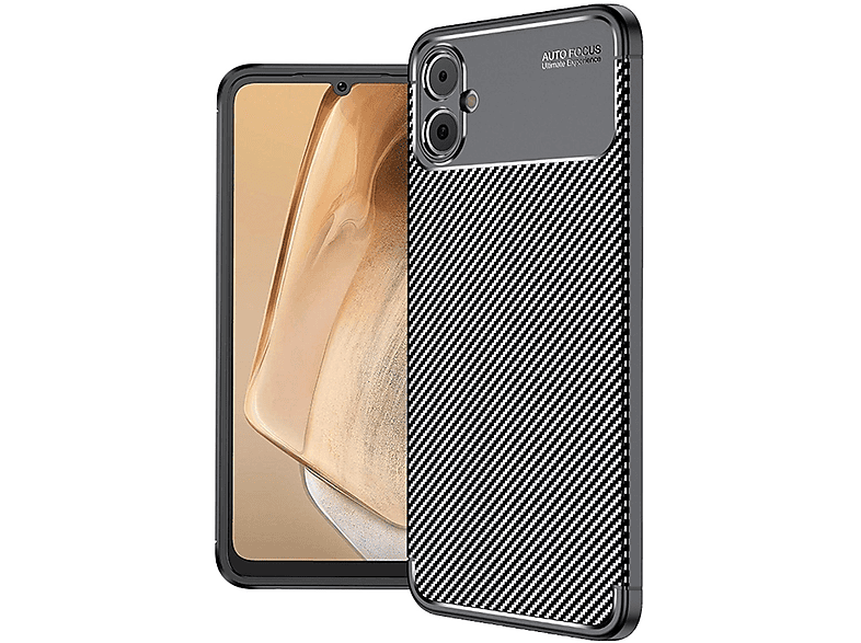 WIGENTO Schutzhülle Carbon TPU Handy Case Cover, Backcover, Samsung, Galaxy A05, Schwarz