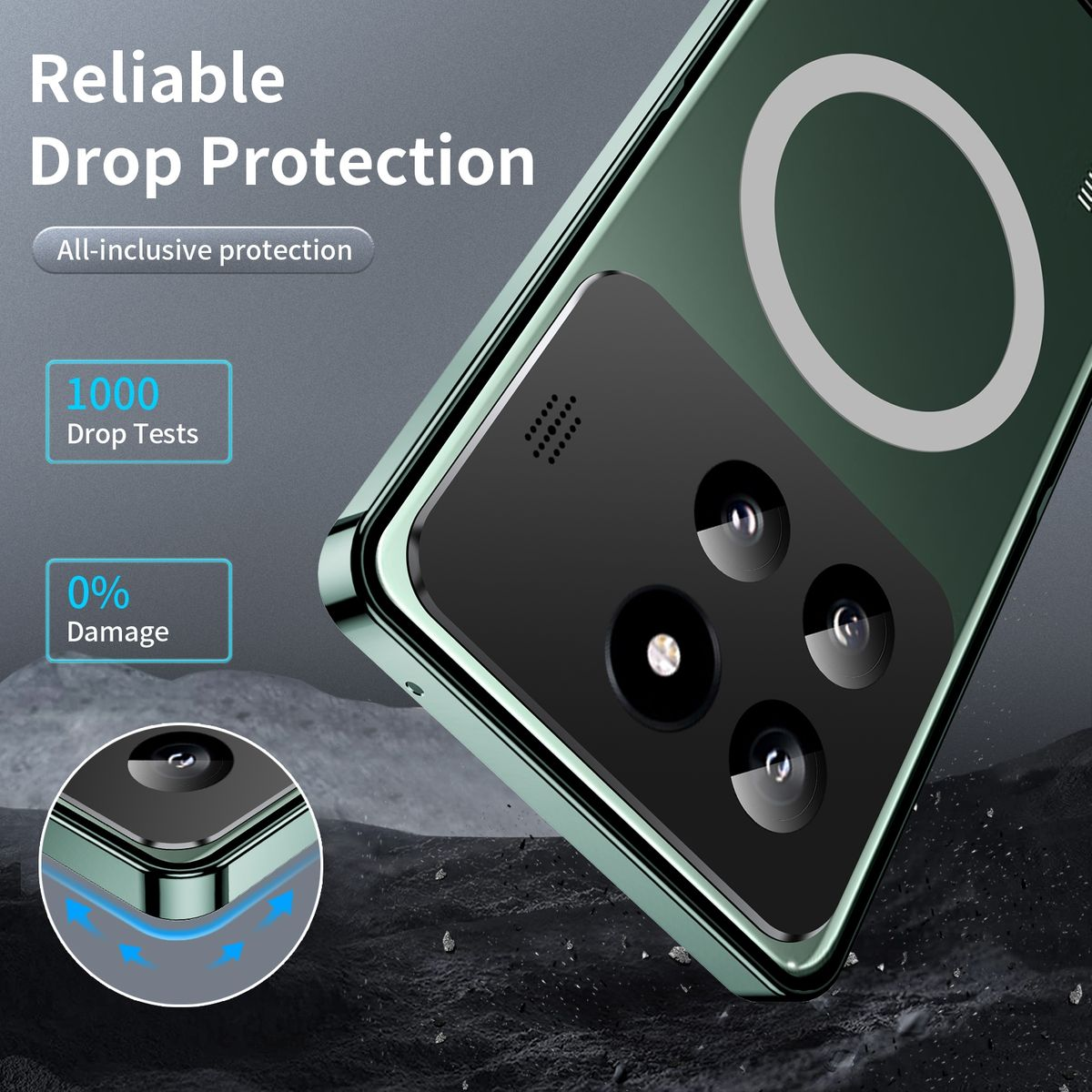 WIGENTO MagSafe Magnetic Hülle dünn 14 & robust, Pro, Grün Xiaomi, Backcover