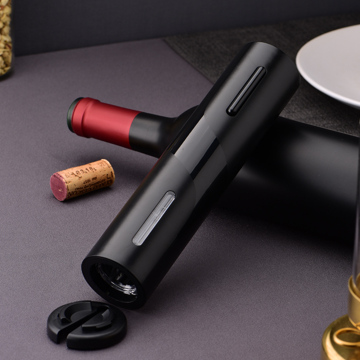 UWOT Elektrisches Weinkorkenzieher-Set: leichtes und stilvolle haltbares schwarze Geschenke Korkenzieher für ABS