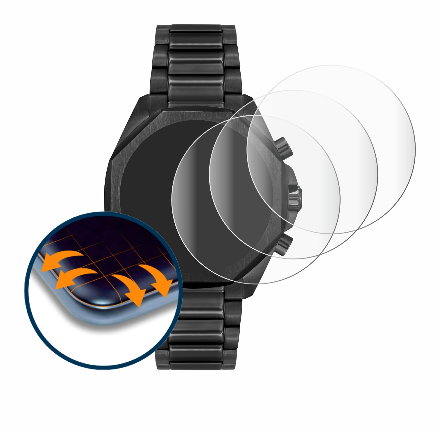 SAVVIES 4x Flex Full-Cover 3D Curved Chronograph Schutzfolie(für Boss 58115482) Hugo