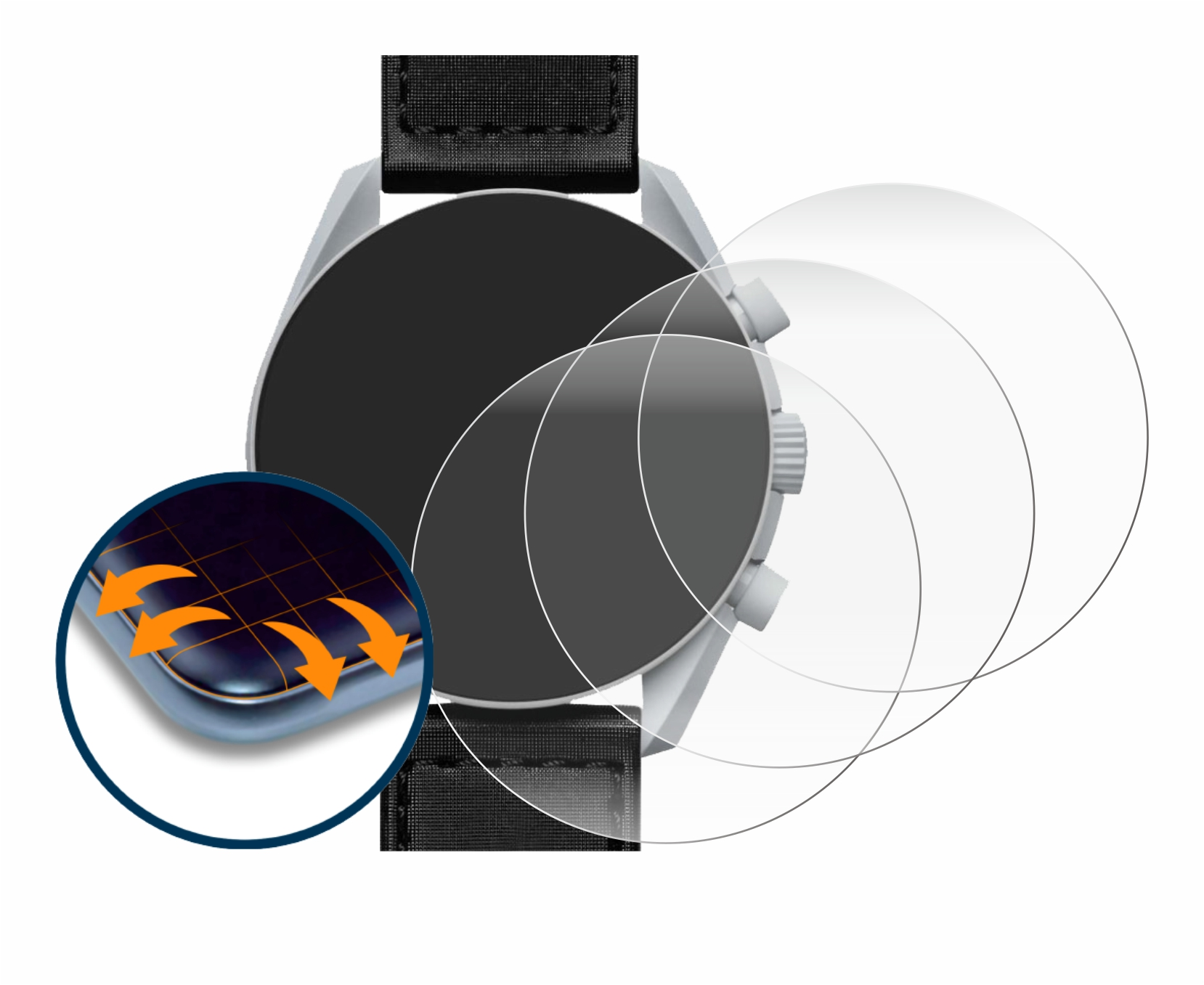 4x Speedmaster Omega SAVVIES Swatch Full-Cover Schutzfolie(für Moonswatch) Flex 3D x Curved