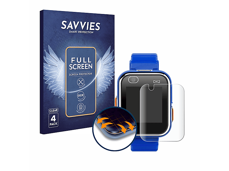 Watch SAVVIES Smart DX2) Flex Schutzfolie(für Kidizoom 3D Curved Full-Cover 4x Vtech
