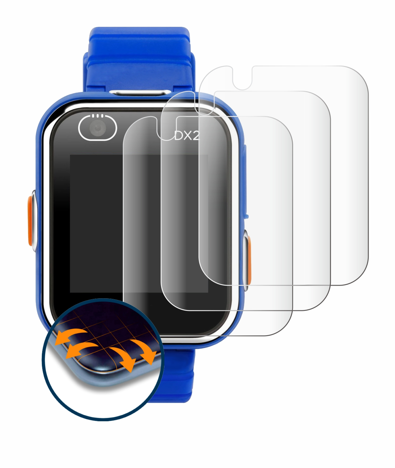 Full-Cover Watch Smart SAVVIES Curved DX2) 4x 3D Kidizoom Vtech Schutzfolie(für Flex