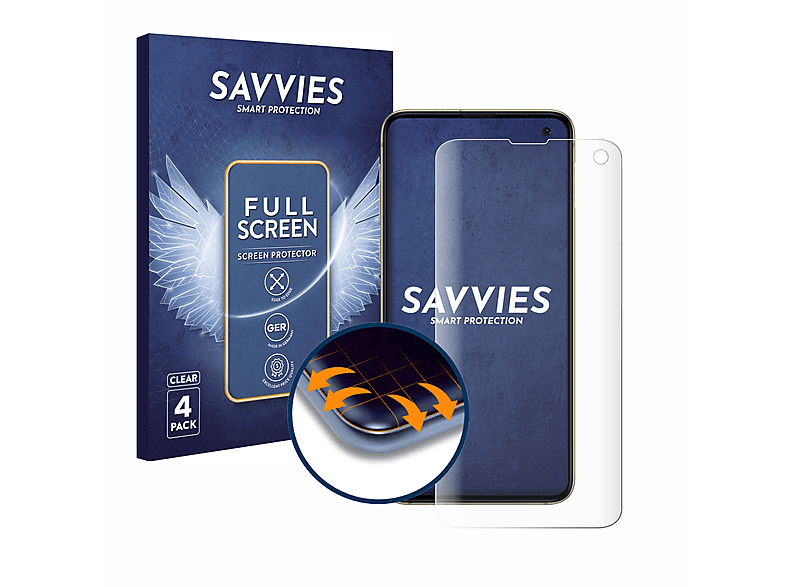 3D Samsung 4x Curved Schutzfolie(für S10e) Galaxy SAVVIES Flex Full-Cover