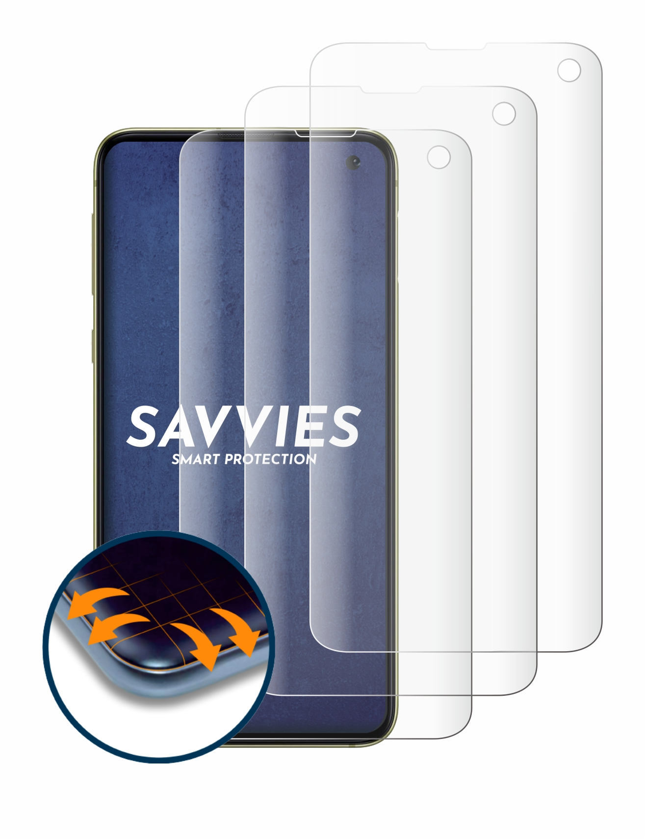SAVVIES 4x Flex Full-Cover Curved Schutzfolie(für Samsung S10e) Galaxy 3D