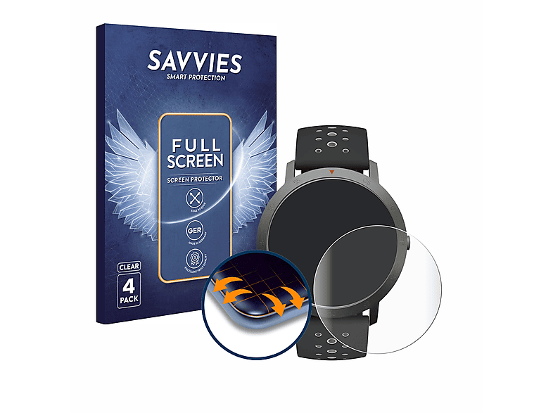 SAVVIES 4x Flex Full-Cover 3D Curved Schutzfolie(für Withings Steel HR Sport (40 mm))