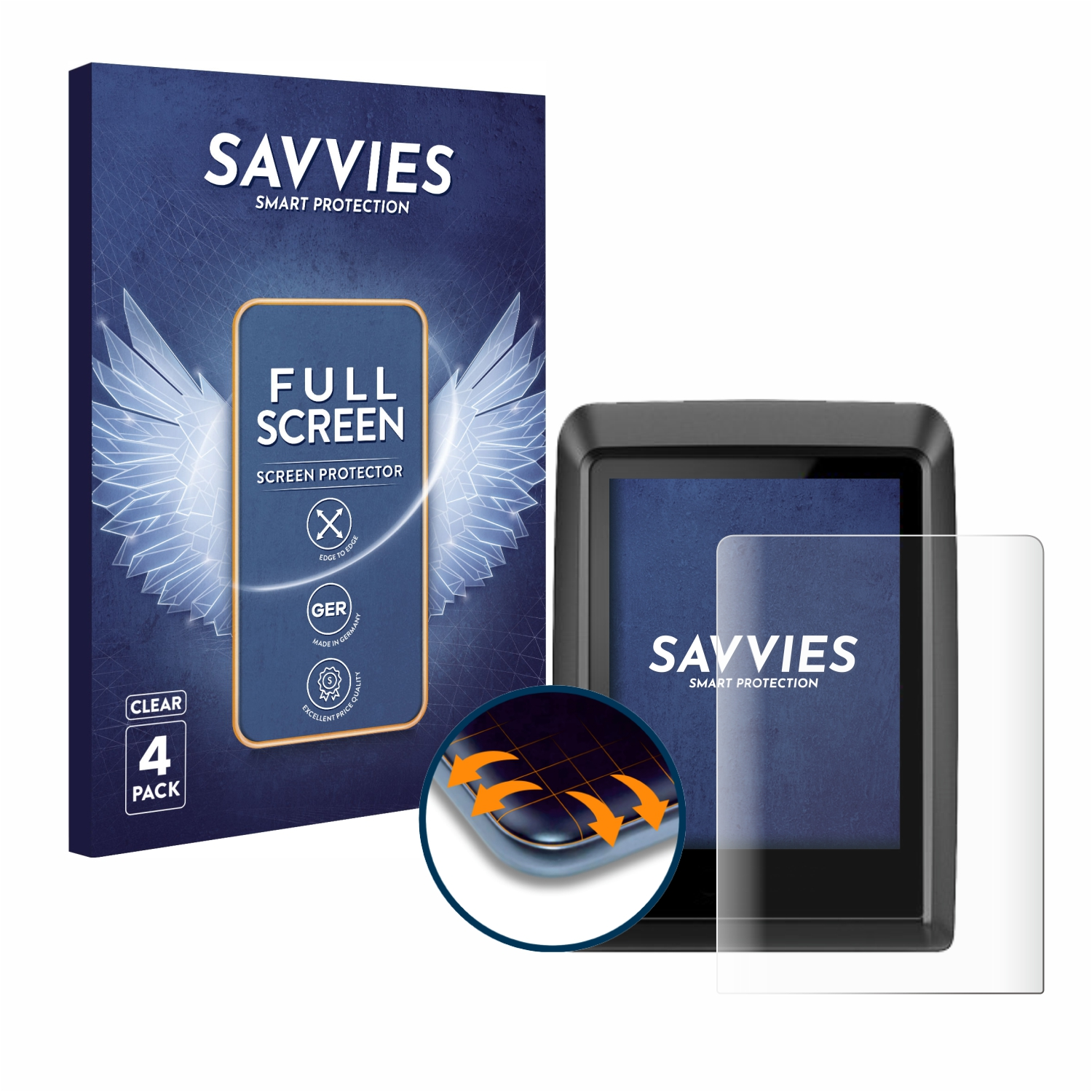 SAVVIES 4x Curved Full-Cover Kiox 300) 3D Flex Bosch Schutzfolie(für