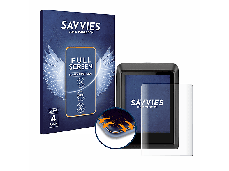 SAVVIES 4x Flex Full-Cover 3D Curved Schutzfolie(für Bosch Kiox 300)