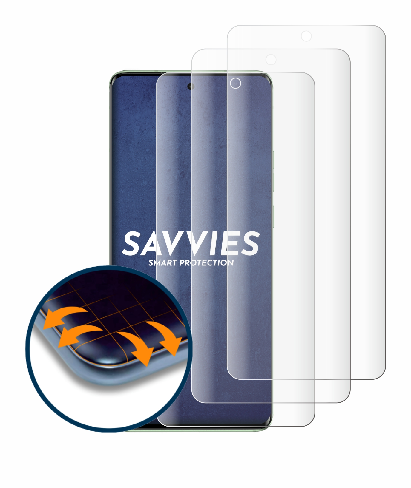 SAVVIES 4x Flex Full-Cover 3D Schutzfolie(für Curved Motorola Edge 40)
