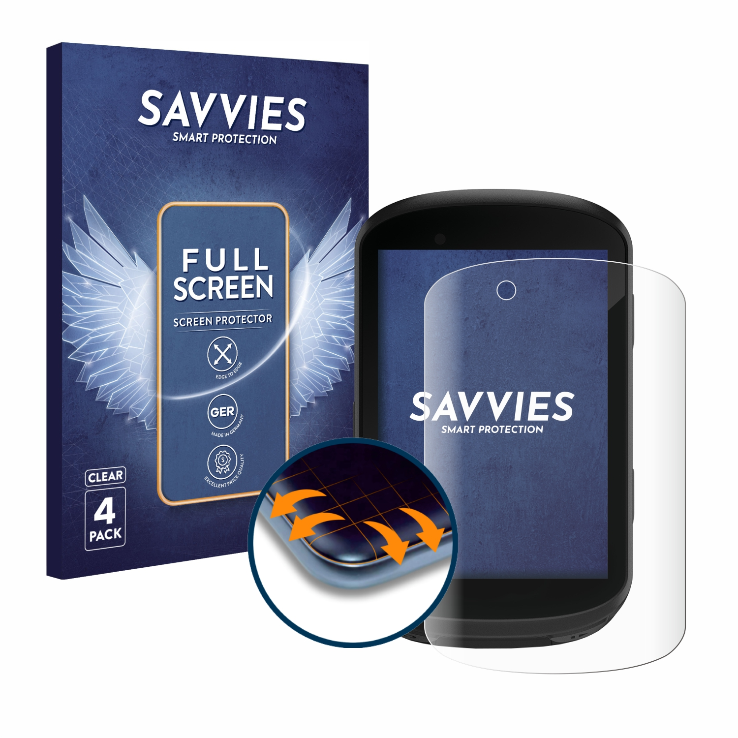 830) Curved Flex SAVVIES Garmin Full-Cover 3D Edge Schutzfolie(für 4x