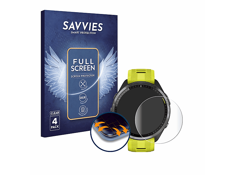 SAVVIES 4x Flex Full-Cover Garmin Forerunner 3D Schutzfolie(für Curved 965)