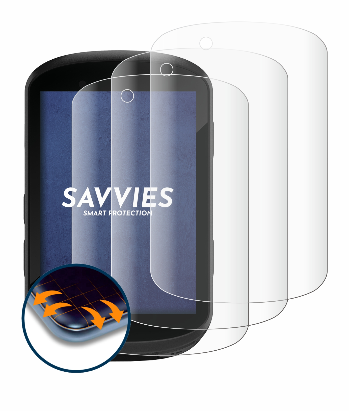 830) Curved Flex SAVVIES Garmin Full-Cover 3D Edge Schutzfolie(für 4x