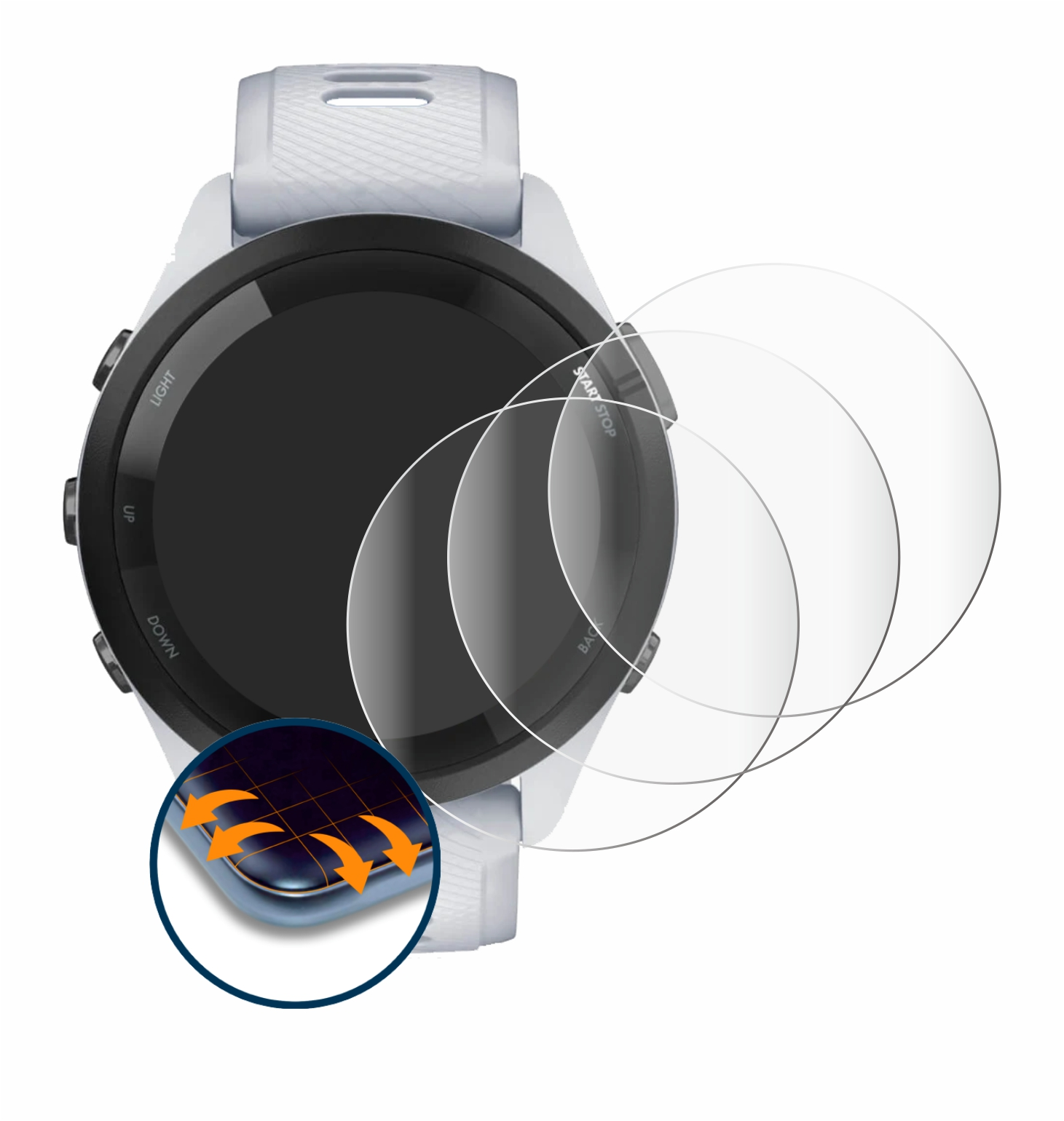 SAVVIES 4x Forerunner Full-Cover (46 Garmin mm)) Flex Schutzfolie(für 3D 265 Curved