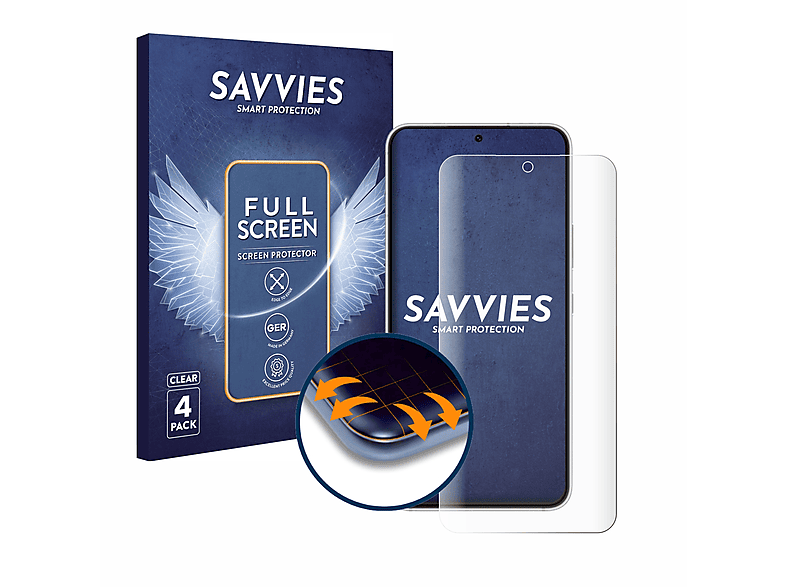 SAVVIES 4x Full-Cover 3D Galaxy Flex S22 Samsung 5G) Schutzfolie(für Curved