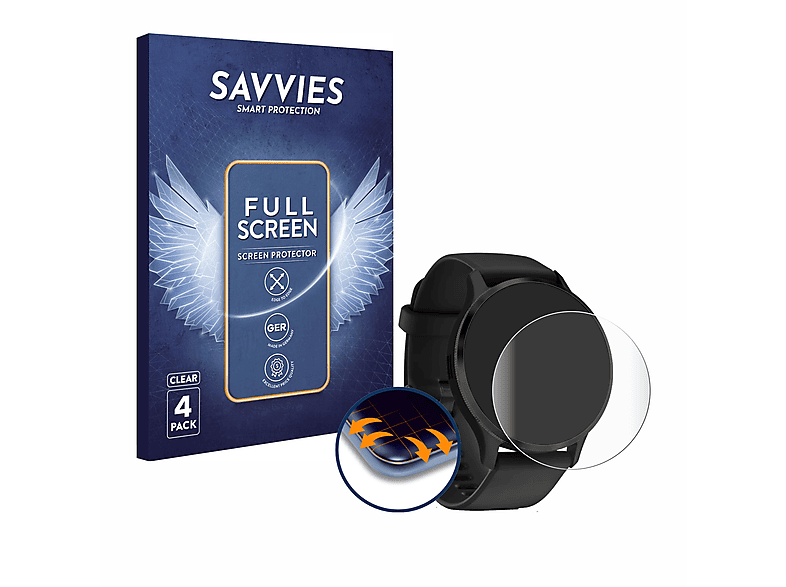 4x Full-Cover Garmin Schutzfolie(für Venu Flex 3D 3) Curved SAVVIES