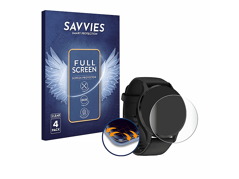 SAVVIES 4x Flex Full-Cover 3D Curved Schutzfolie (für Garmin