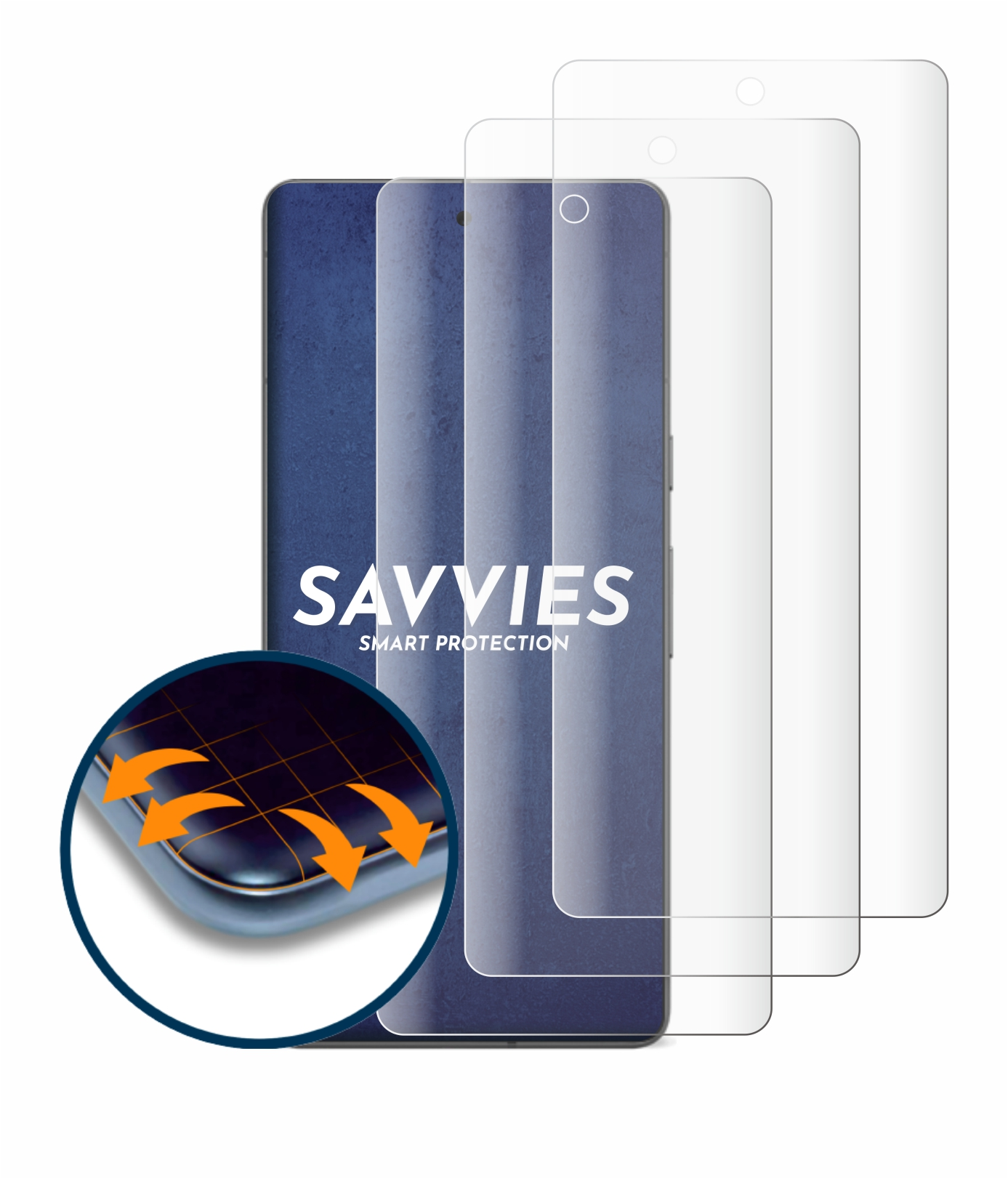 SAVVIES 4x 7 Google Curved Full-Cover Pixel Schutzfolie(für (case-friendly)) Flex 3D