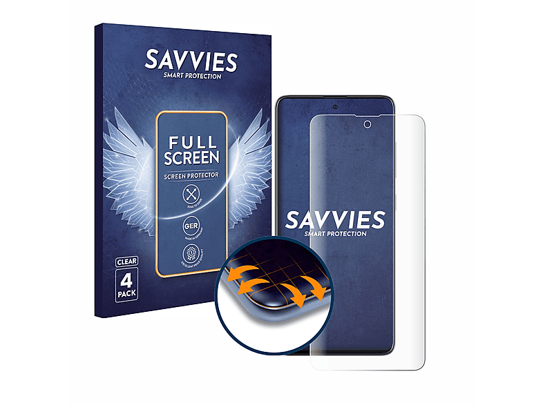 4x A51) SAVVIES Samsung Schutzfolie(für Flex Galaxy Full-Cover Curved 3D