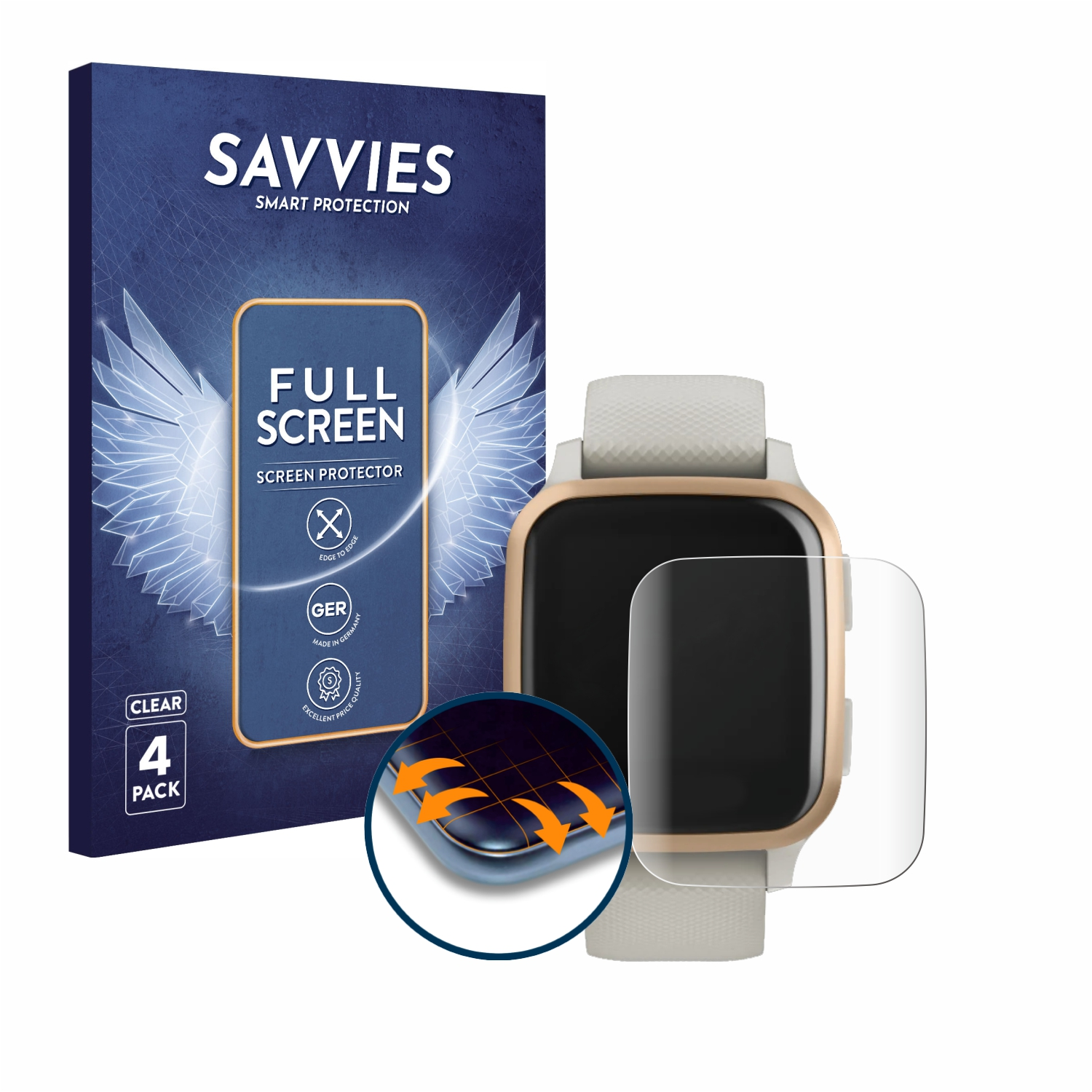 SAVVIES 4x Flex Full-Cover Music) Garmin 3D Sq Venu Schutzfolie(für Curved