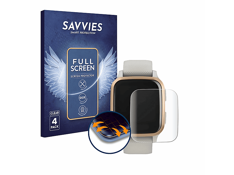 SAVVIES 4x Flex Full-Cover 3D Curved Schutzfolie(für Garmin Venu Sq Music)