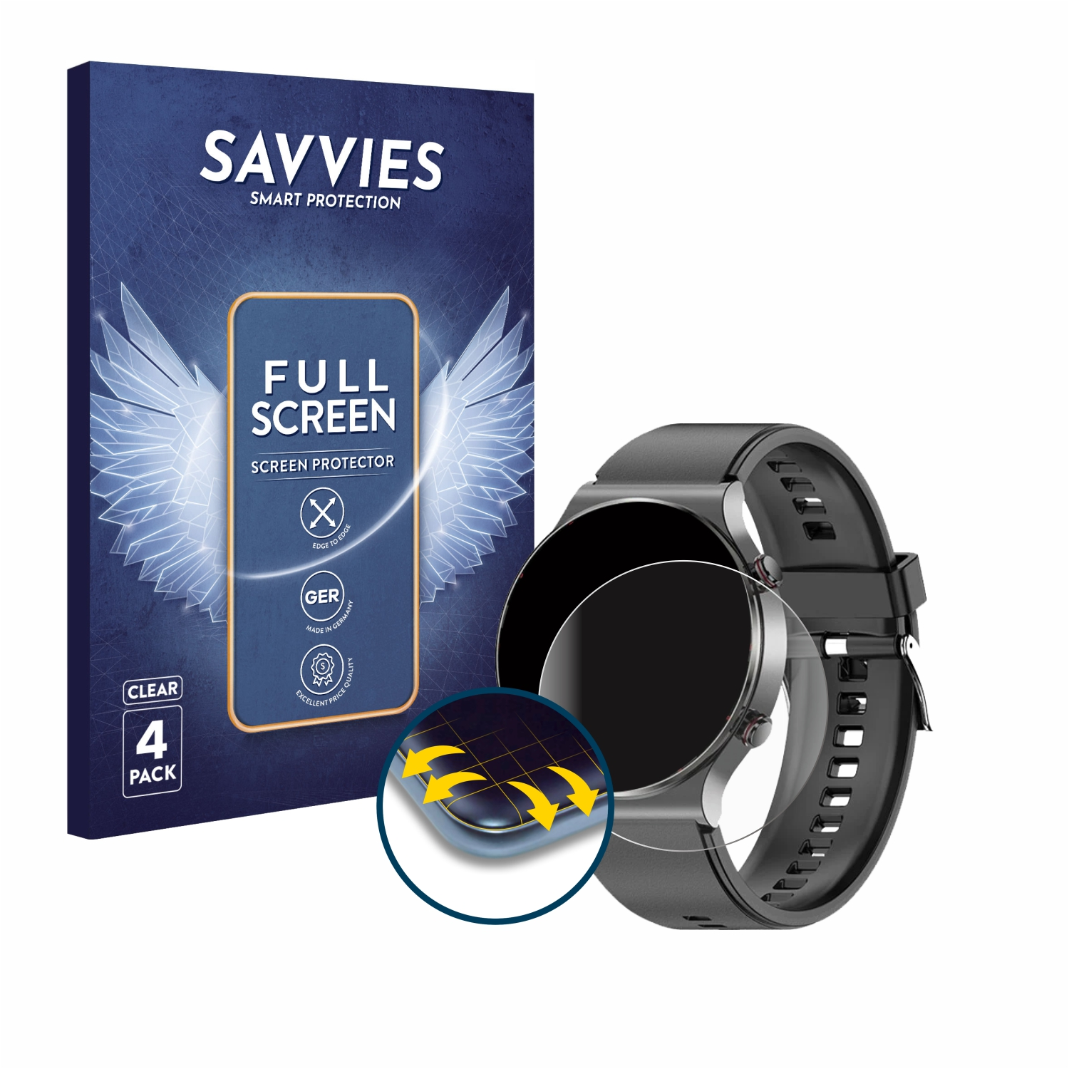 SAVVIES 4x Flex Full-Cover 3D Curved 2) Schutzfolie(für Pro Care Kardena