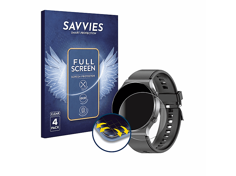 SAVVIES 4x Flex Full-Cover 3D Curved Schutzfolie(für Kardena Care Pro 2)
