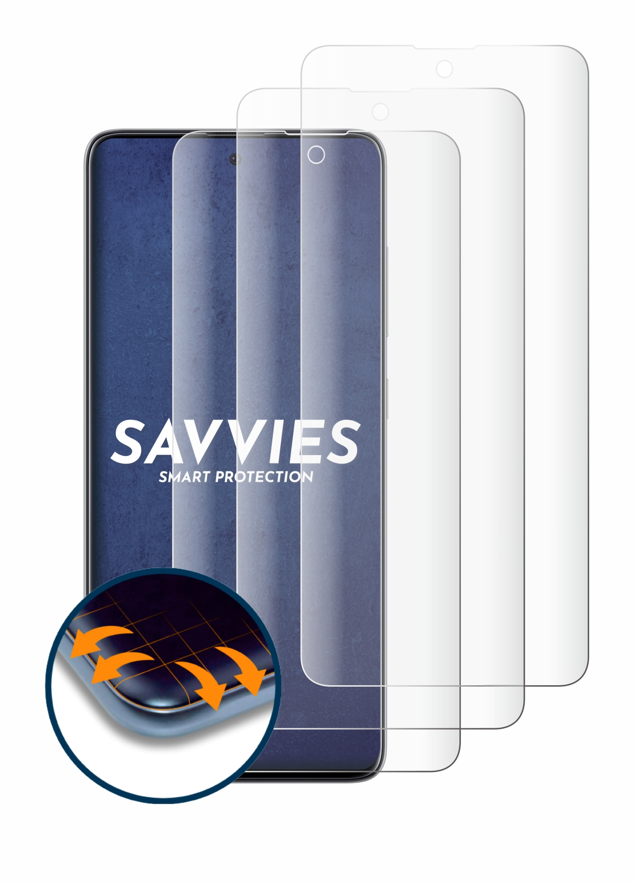 4x A51) SAVVIES Samsung Schutzfolie(für Flex Galaxy Full-Cover Curved 3D