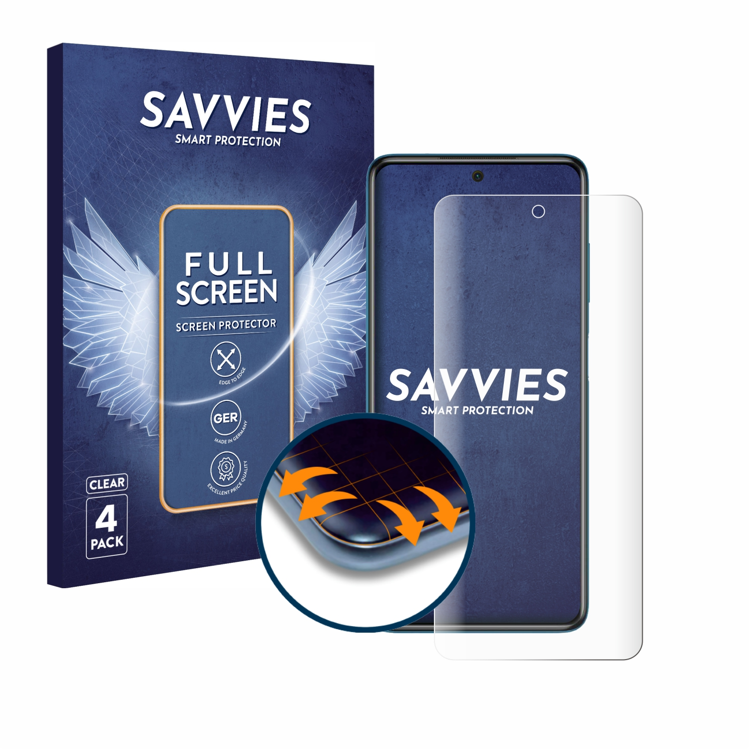 SAVVIES 4x Flex 3D Full-Cover Xiaomi Curved Pro) Schutzfolie(für Poco X3