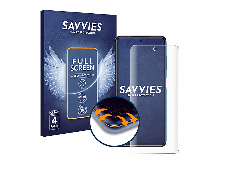 SAVVIES 4x Flex Full-Cover 3D Curved Schutzfolie(für Xiaomi Poco X3 Pro)