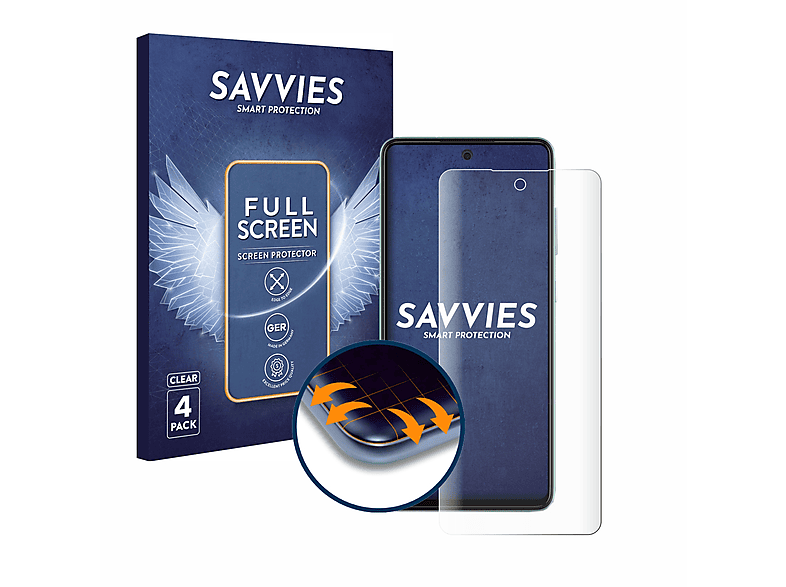 3D Full-Cover 4x SAVVIES Curved Schutzfolie(für Samsung Galaxy Flex A52)