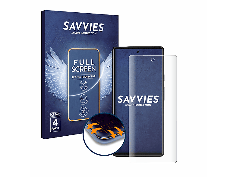 SAVVIES 4x Flex Full-Cover 3D Curved Schutzfolie(für Google Pixel 6)