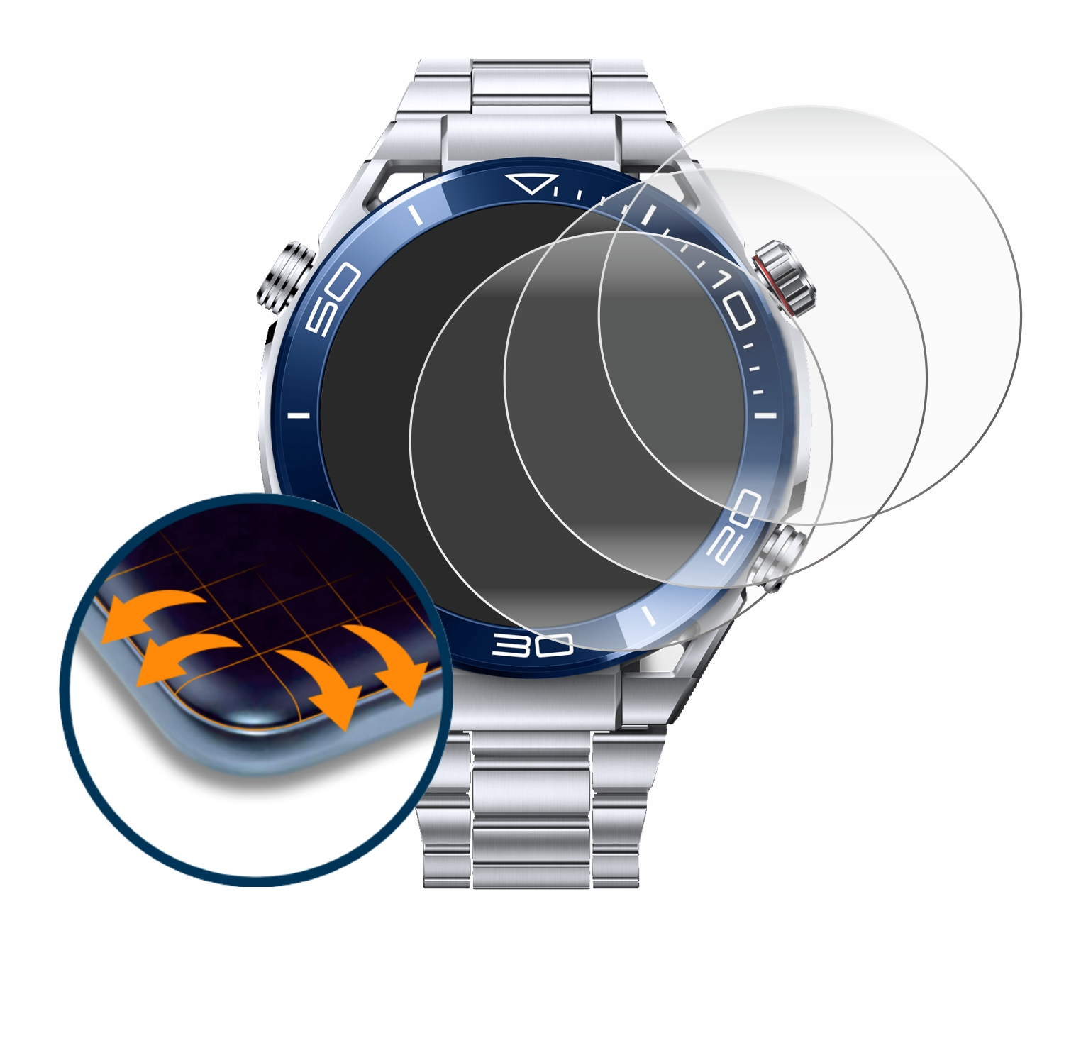Flex mm)) 3D Watch 4x Curved Huawei SAVVIES Ultimate (48,5 Schutzfolie(für Full-Cover