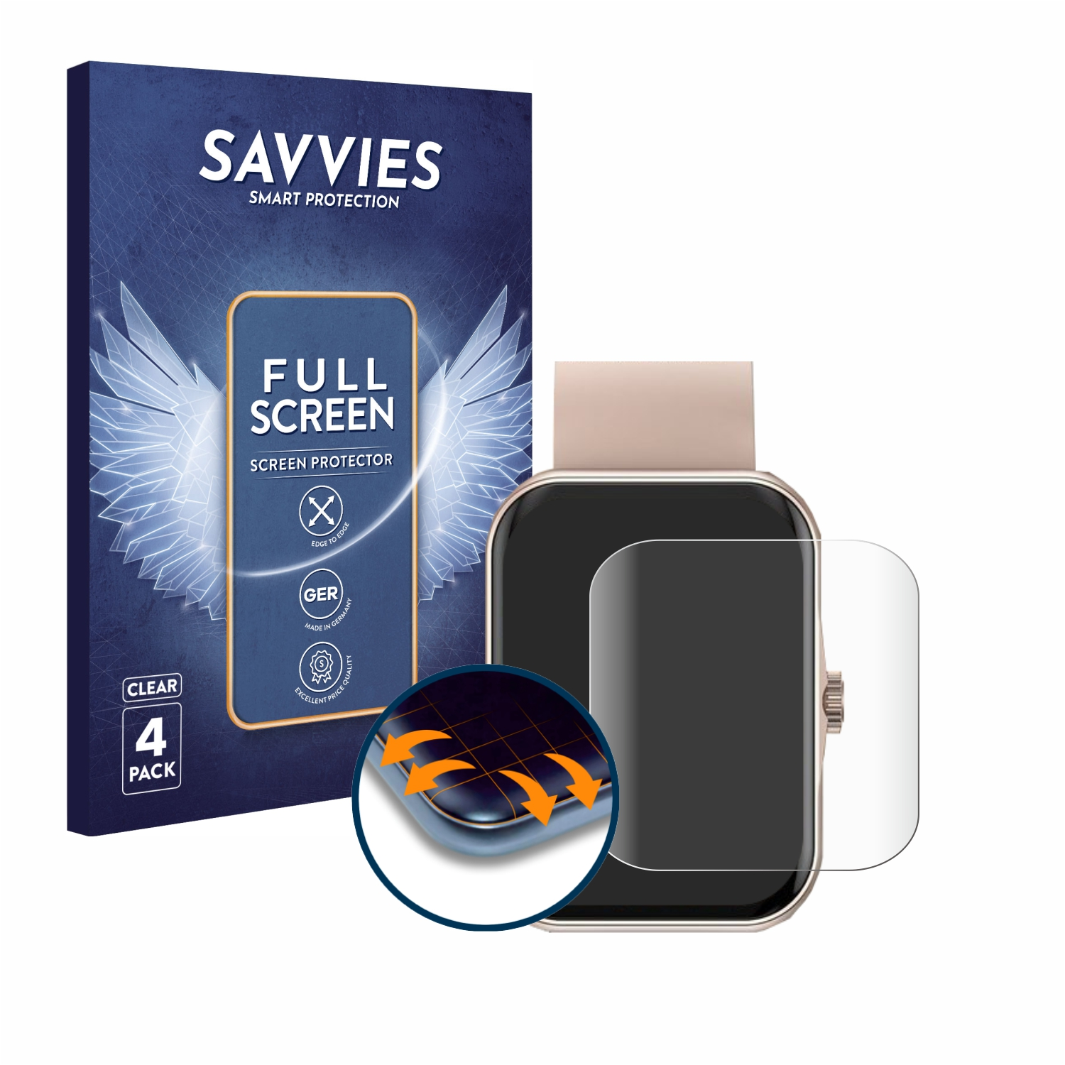 SAVVIES 4x Flex Full-Cover Smartwatch Mutoy Curved 1.83\