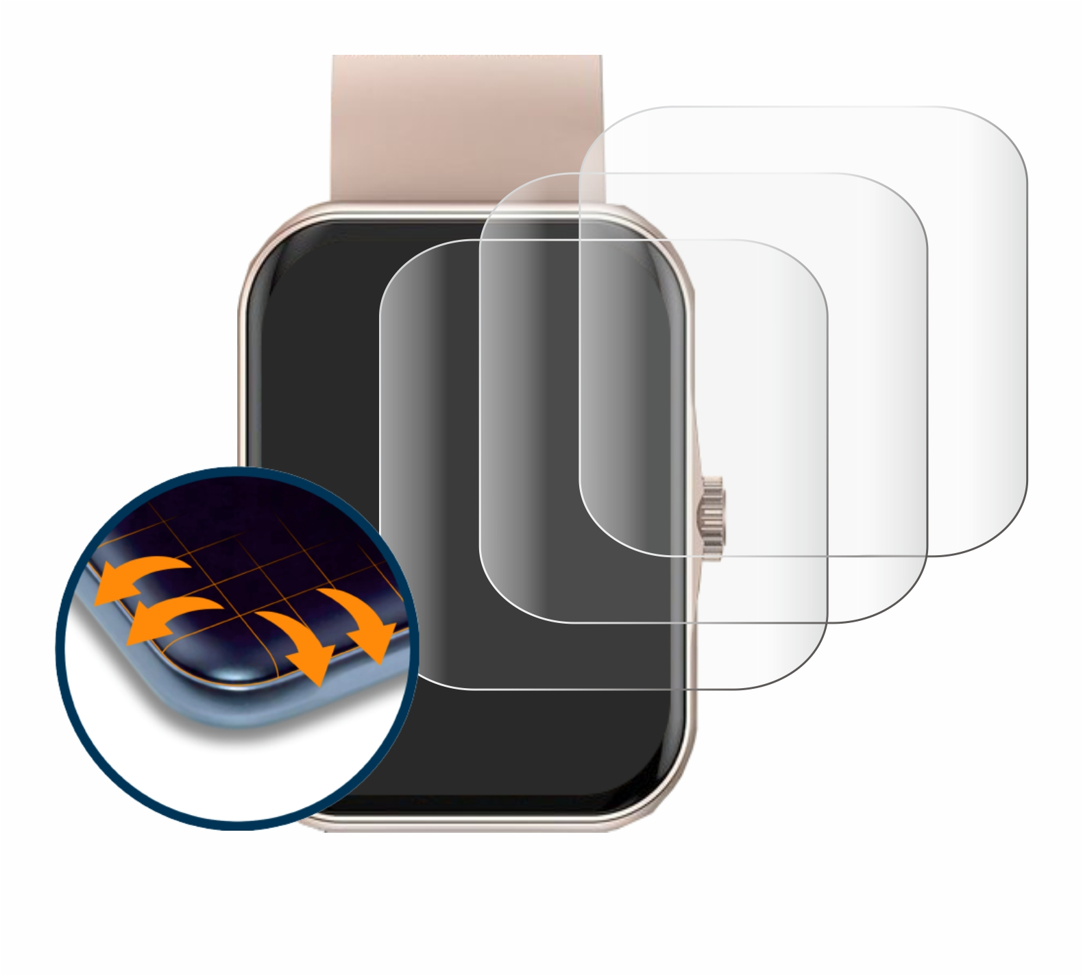 Schutzfolie(für Smartwatch Curved Mutoy 3D Flex SAVVIES Full-Cover 1.83\