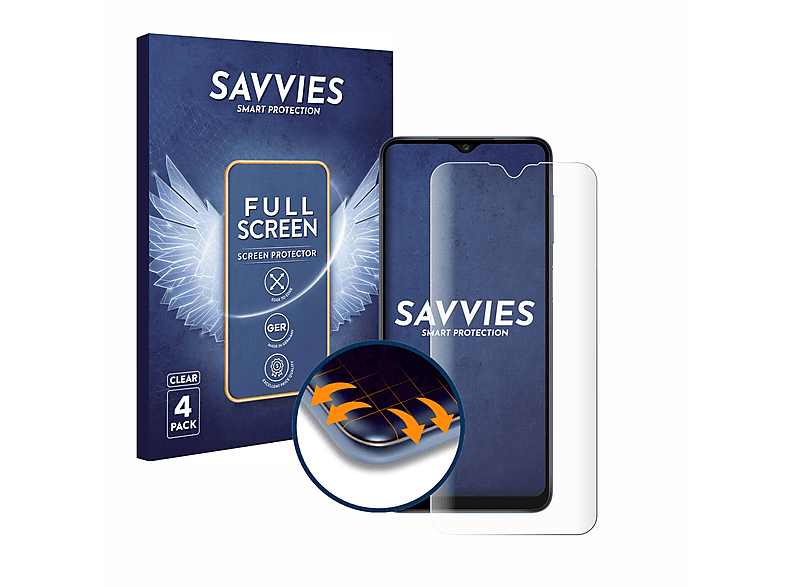 SAVVIES 4x Flex Full-Cover 3D Curved Schutzfolie(für Samsung Galaxy A12)