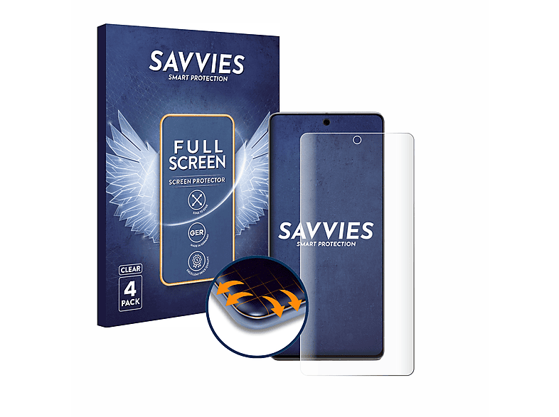 SAVVIES 4x Flex Full-Cover 3D Curved Schutzfolie(für Google Pixel 7 Pro)