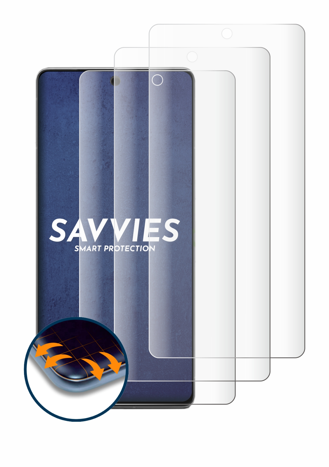 SAVVIES 4x Flex Full-Cover 3D Pixel Google Curved 7 Schutzfolie(für Pro)