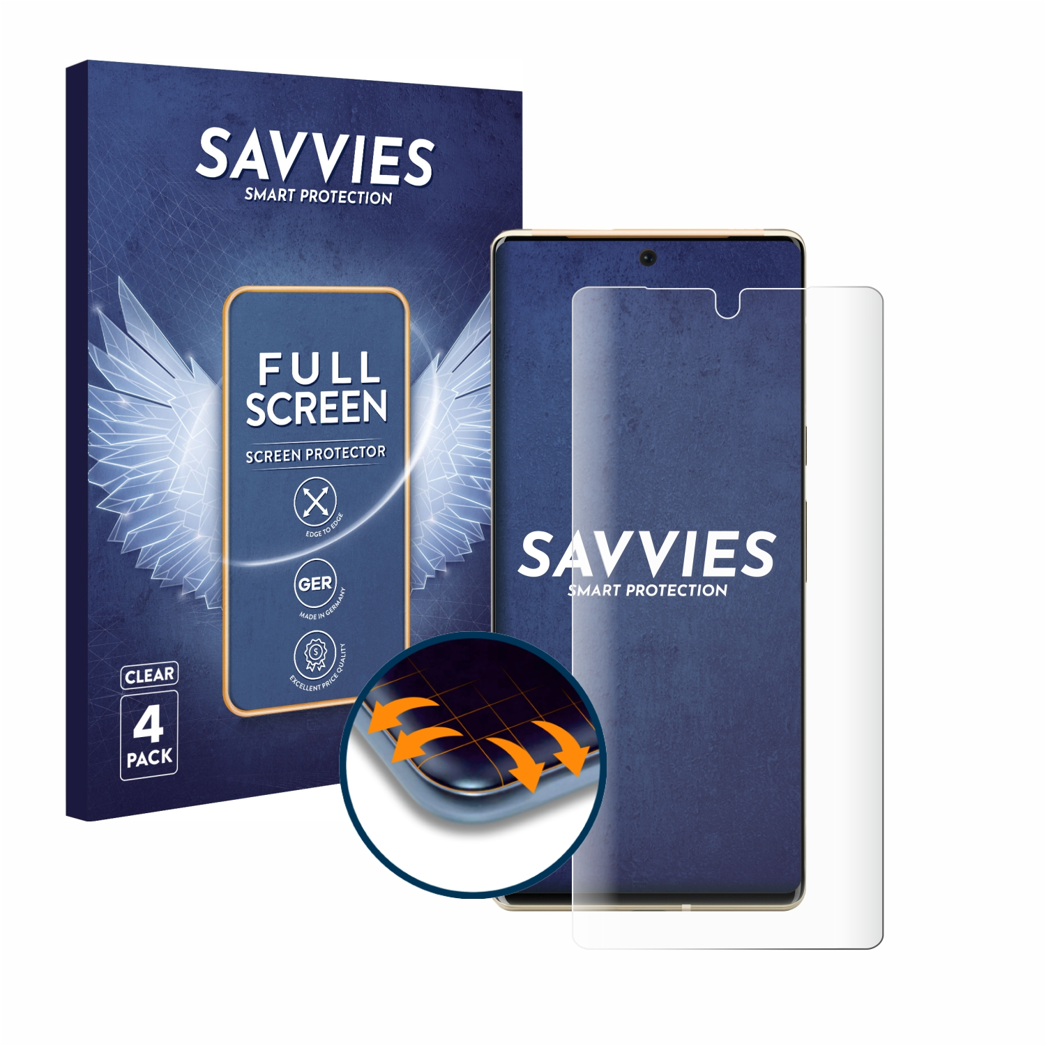 SAVVIES 4x Flex Curved 6 3D Pro) Schutzfolie(für Pixel Full-Cover Google