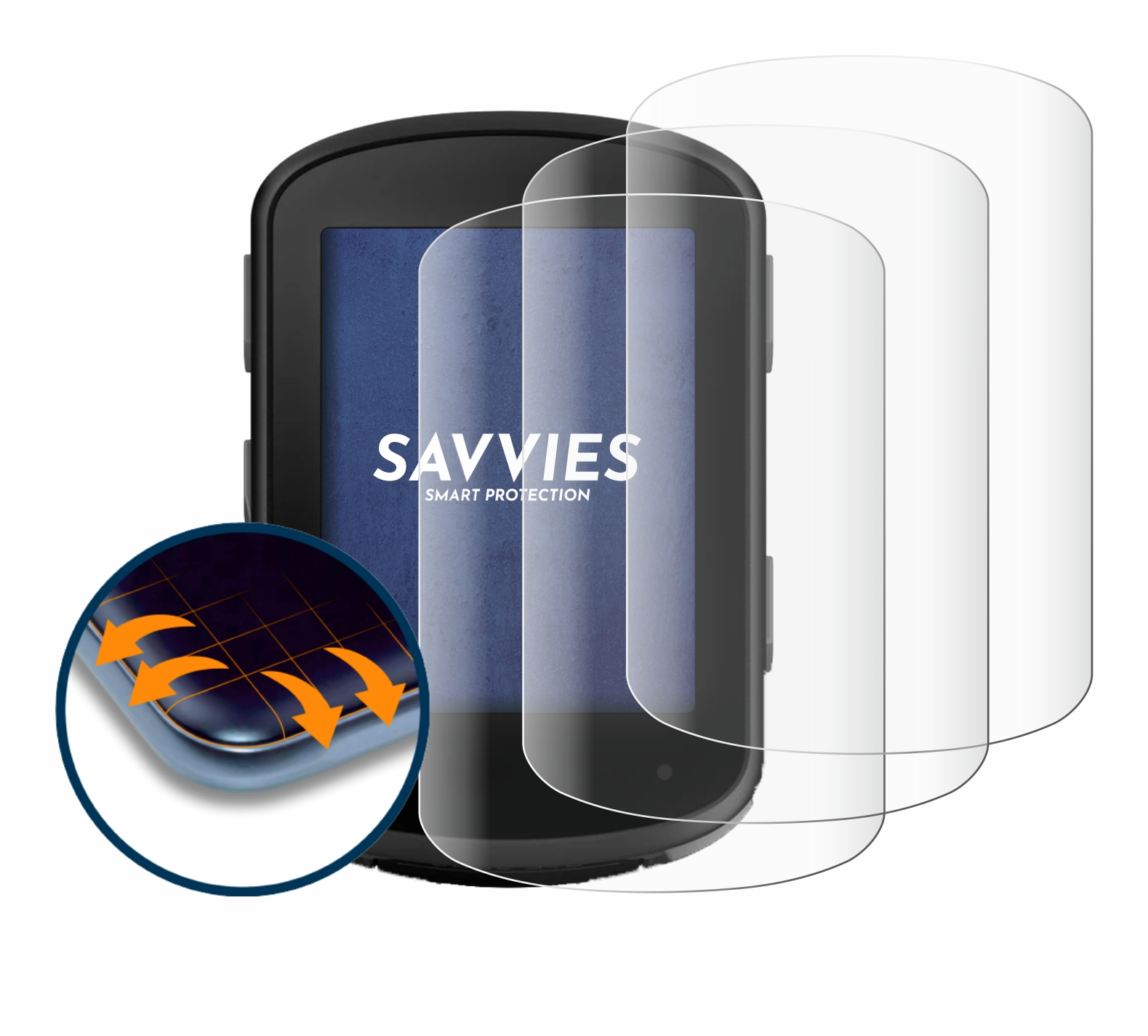 SAVVIES Flex Edge Garmin 840) Curved Full-Cover 4x Schutzfolie(für 3D