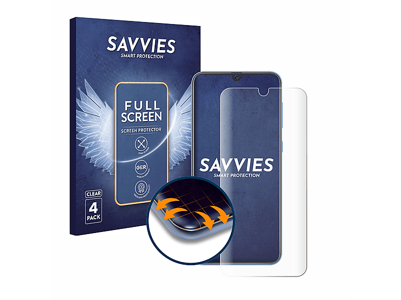 SAVVIES 4x Flex Full-Cover 3D Curved Schutzfolie(für Samsung Galaxy A40)
