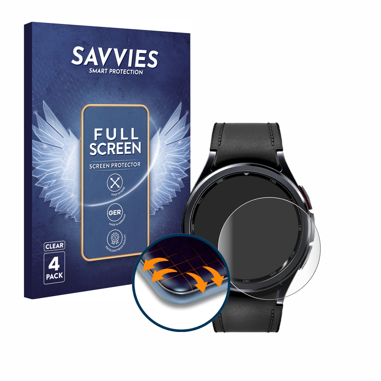(47 4x Samsung Galaxy Flex 3D 6 Classic SAVVIES Full-Cover mm)) Watch Curved Schutzfolie(für