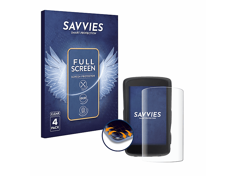 SAVVIES 4x Flex Full-Cover 3D Curved Schutzfolie(für Hammerhead Karoo 2)