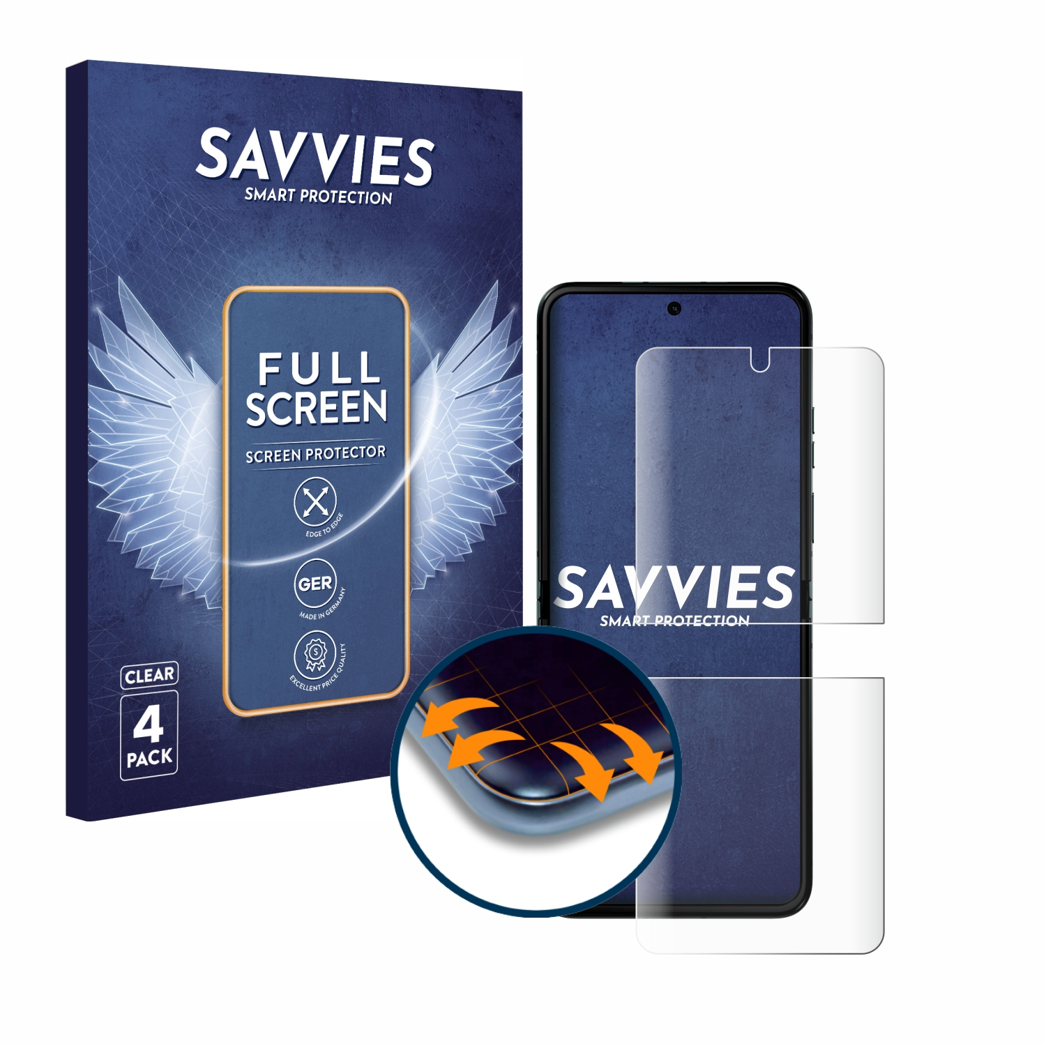 SAVVIES 4x Flex Full-Cover 3D Motorola Razr 40 Ultra) Curved Schutzfolie(für